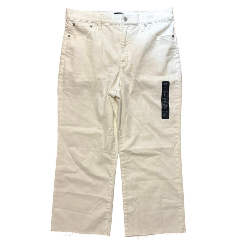 NWT J.Crew Wide Leg Crop Jean In All Day Stretch White Size 31 - Picture 3 of 9